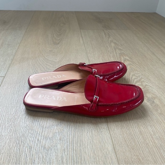 Prada Red Patent Leather Slip On Mules  6.5 - Picture 2 of 5